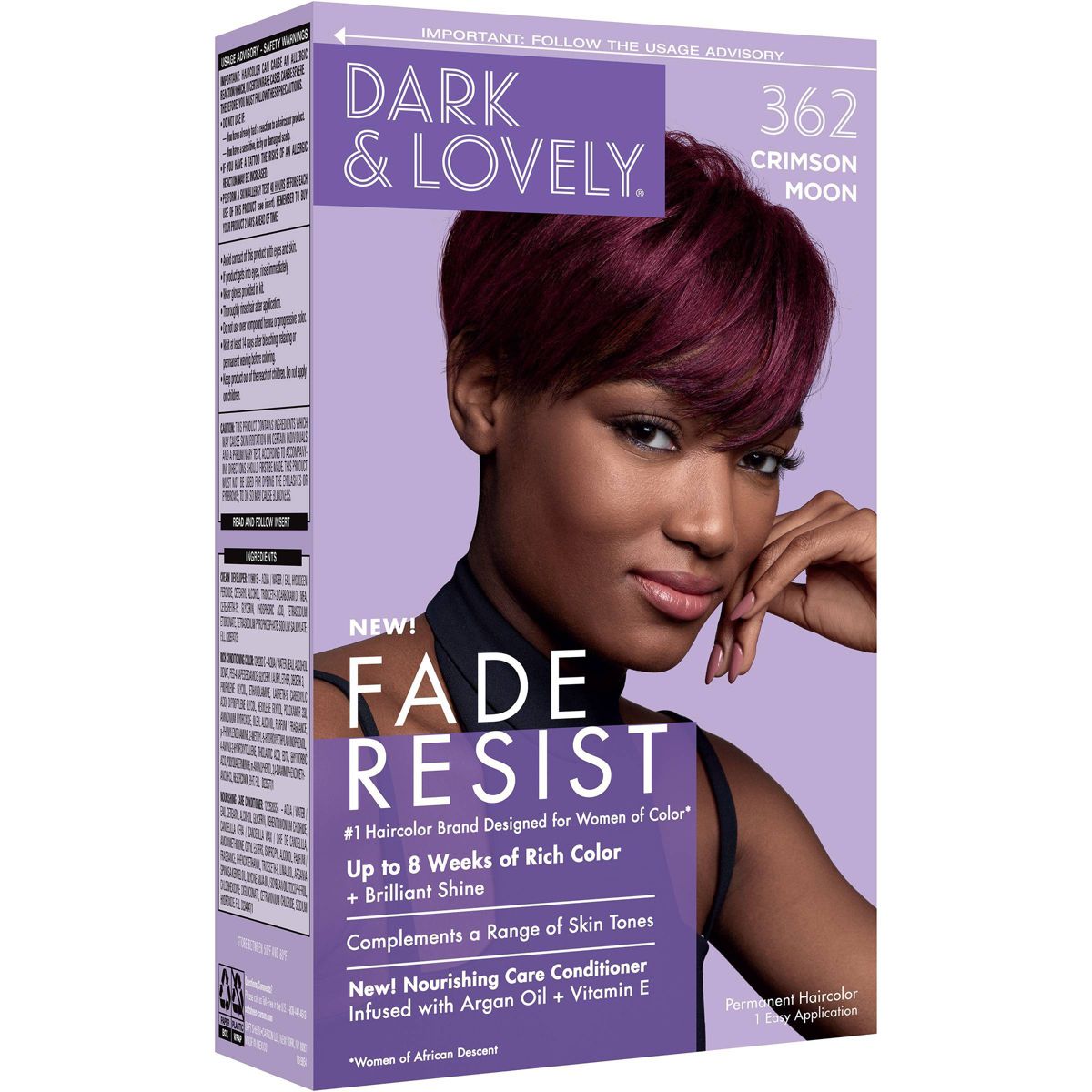Dark & Lovely Fade Resist Permanent Hair Color, 362 Crimson Moon