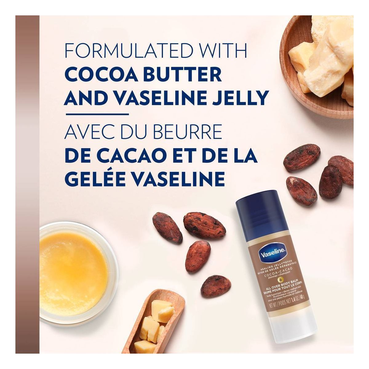Vaseline Cocoa Shimmer Jelly Stick Cocoa Butter - 1.4oz