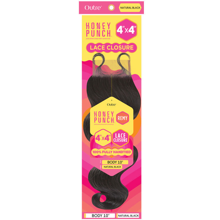 Outre Honey Punch 100% Unprocessed Remy Human Hair 4x4" Lace Closure - Body Wave