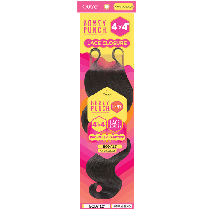 Outre Honey Punch 100% Unprocessed Remy Human Hair 4x4" Lace Closure - Body Wave