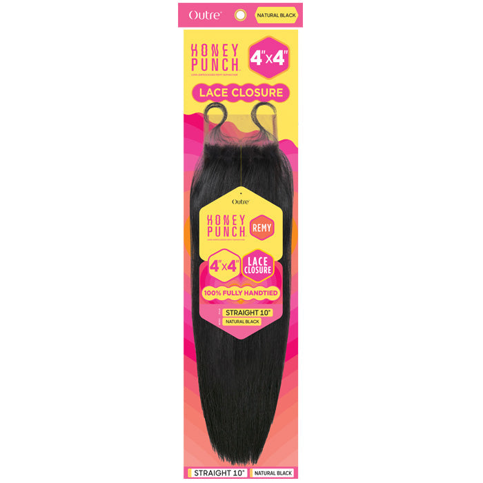 Outre Honey Punch 100% Unprocessed Remy Human Hair 4x4" Lace Closure - Straight