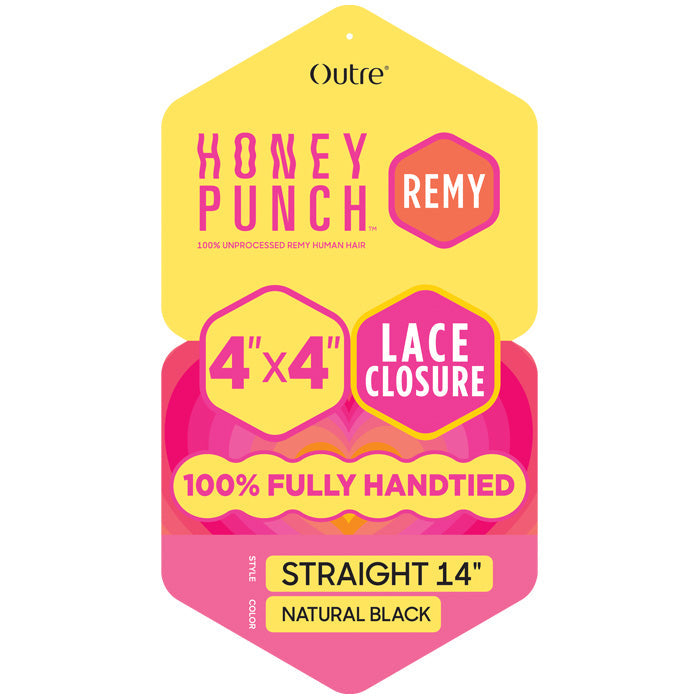 Outre Honey Punch 100% Unprocessed Remy Human Hair 4x4" Lace Closure - Straight
