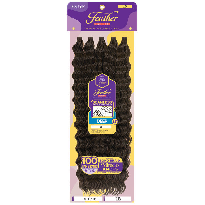 Outre Premium Purple Pack Brazilian Bundle Feather Crochet Braids - DEEP 18" - Human Hair Blend