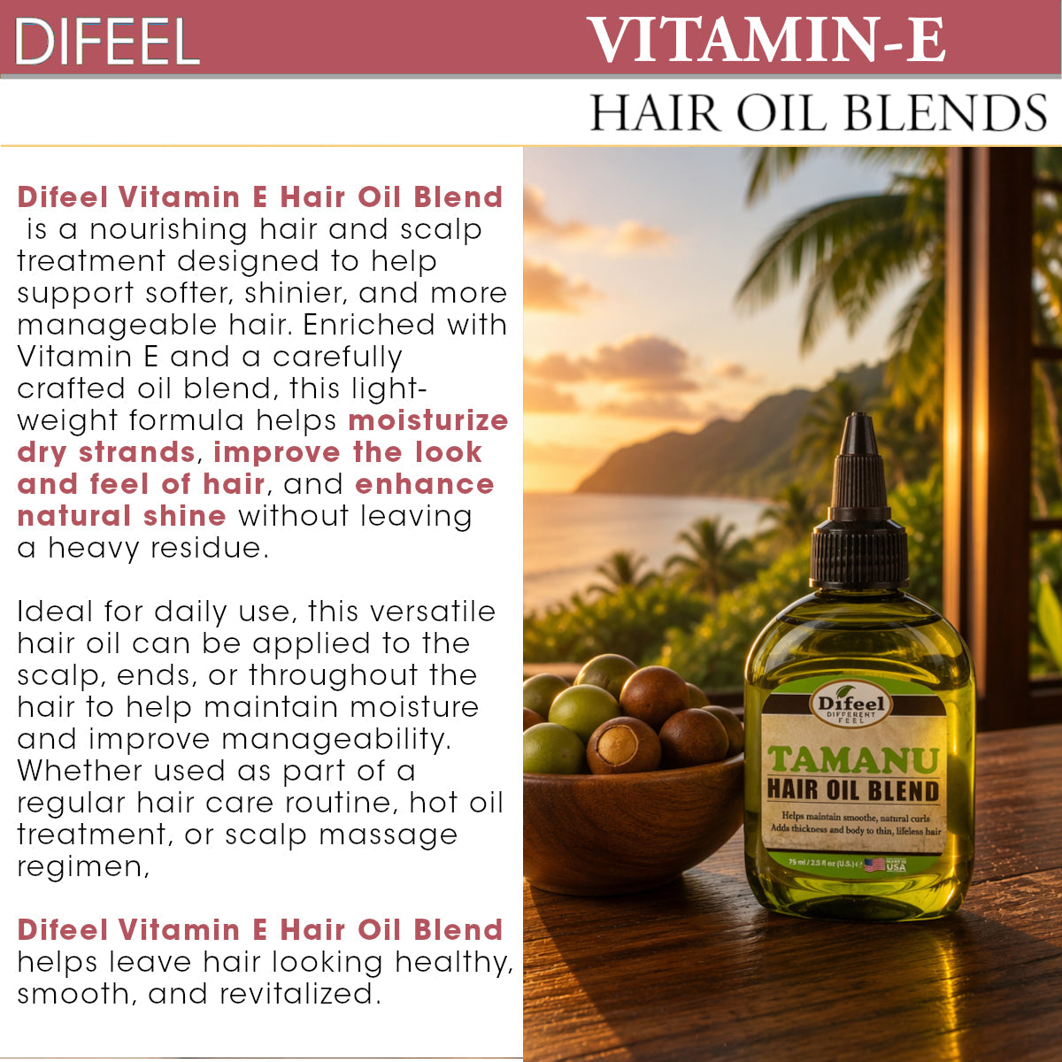 Difeel Vitamin E Hair Oil