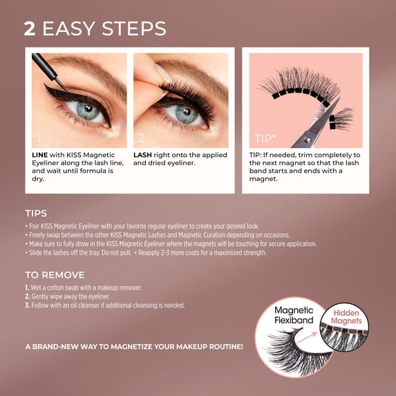 Kiss Magnetic Eyeliner & False Eyelashes Kit, Style ‘Entice’ - 1 Pair Strip Lashes, 1 Tube