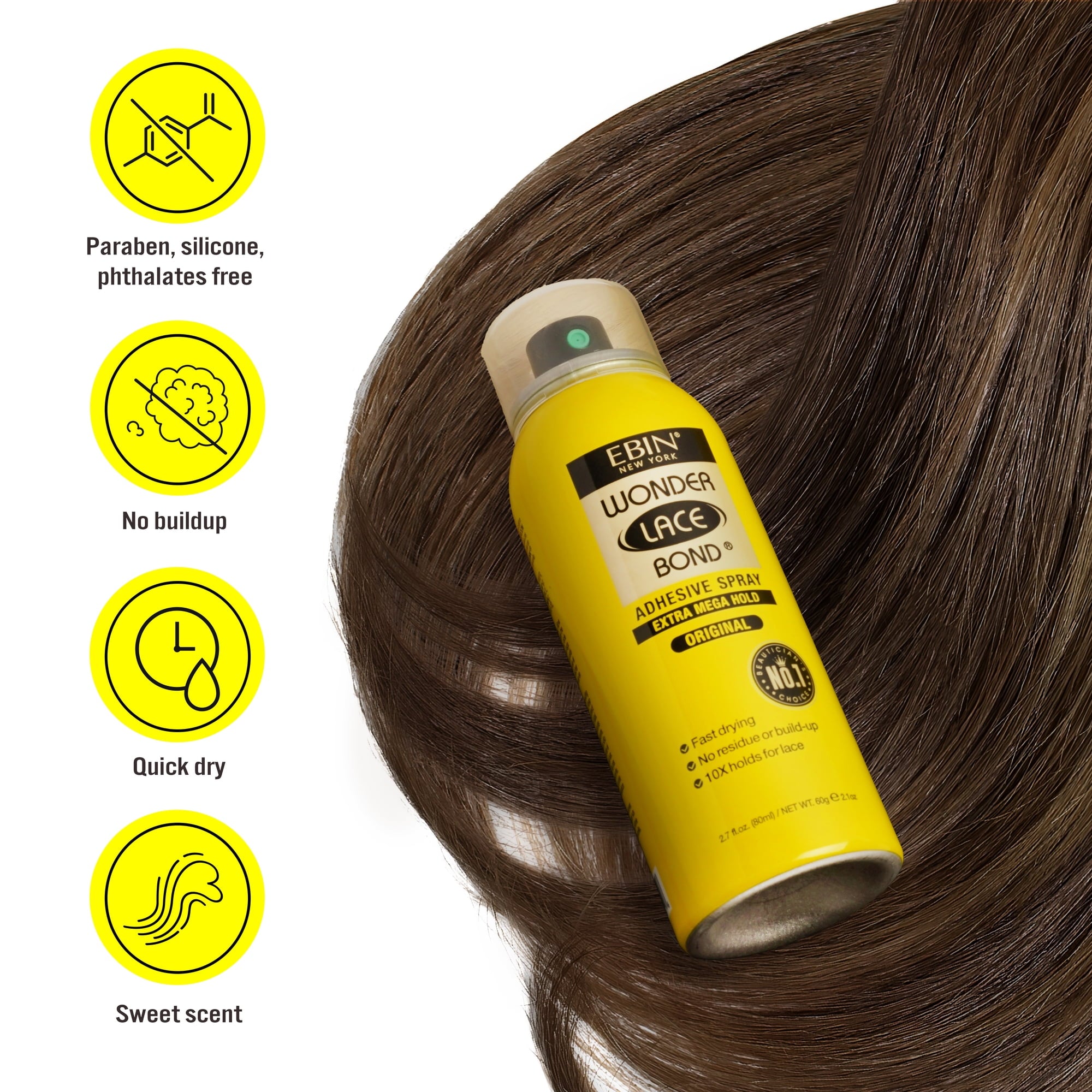 Ebin Wonder Lace Bond Adhesive Spray Extra Mega Hold Original