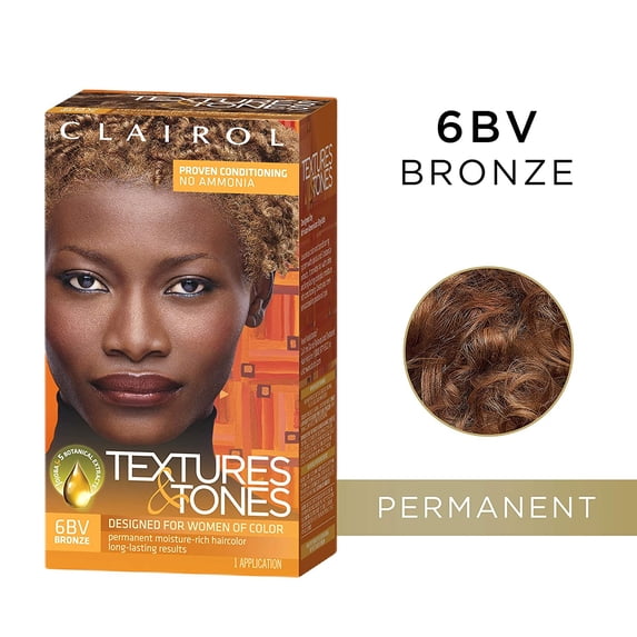 Clairol Textures & Tones Hair Dye Ammonia-Free Permanent Hair Color Creme, 6BV Bronze
