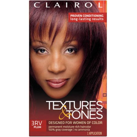 Clairol Textures & Tones Hair Dye Ammonia-Free Permanent Hair Color 3RV Plum