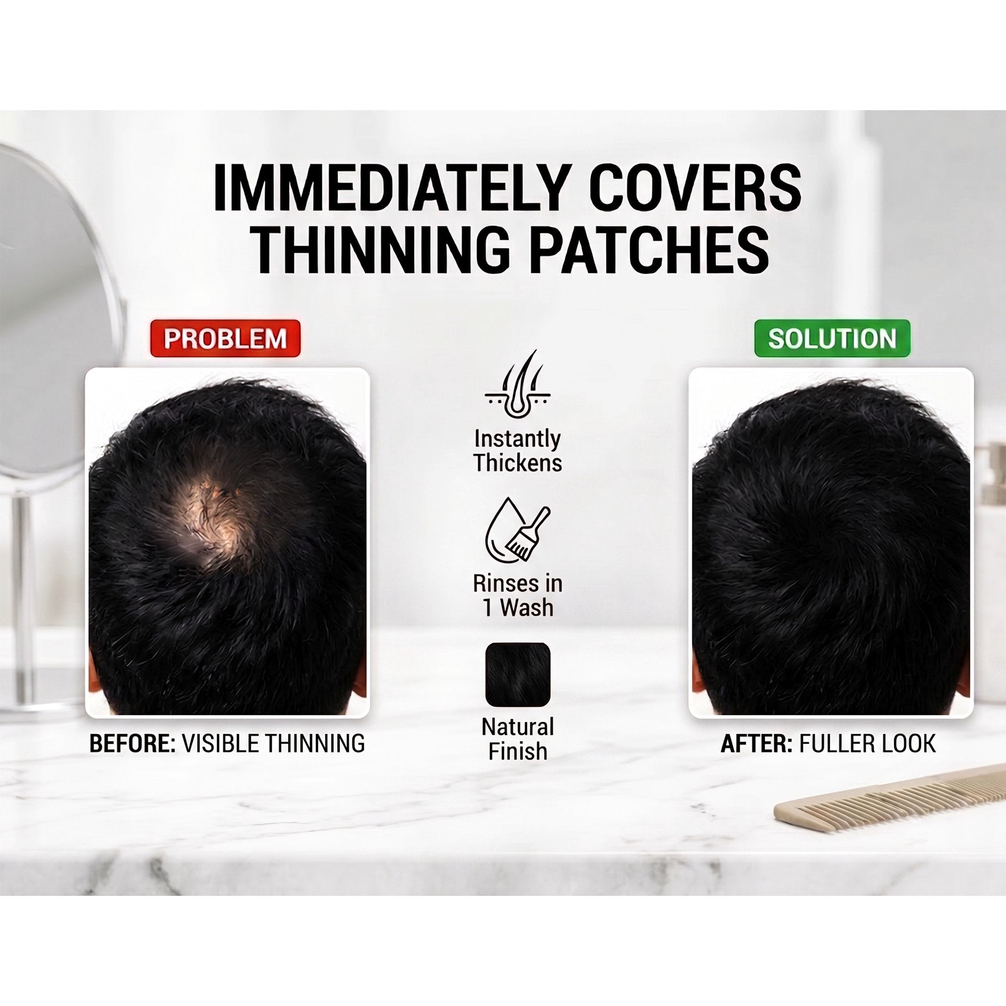 High Beams Temporary Spray On Hair Color Thickener, 10 Jet Black, 2.7 Oz