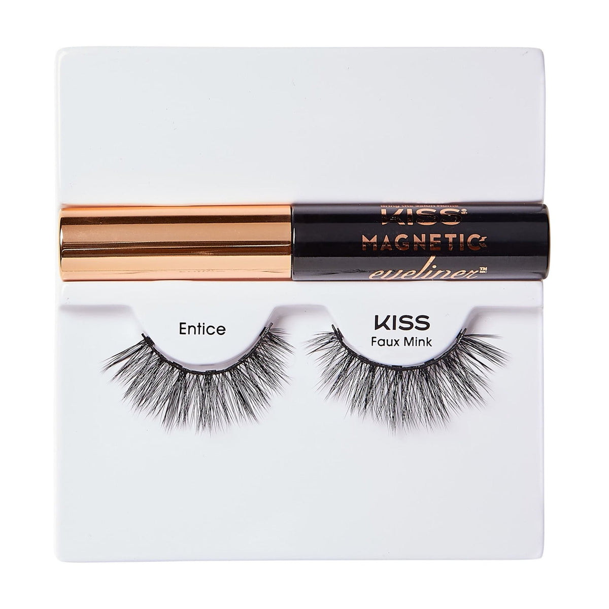 Kiss Magnetic Eyeliner & False Eyelashes Kit, Style ‘Entice’ - 1 Pair Strip Lashes, 1 Tube