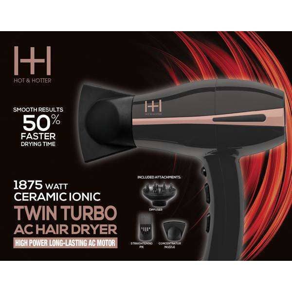 Hot & Hotter 1875 Watt Dual Turbo Ceramic Ionic AC Hair Drye