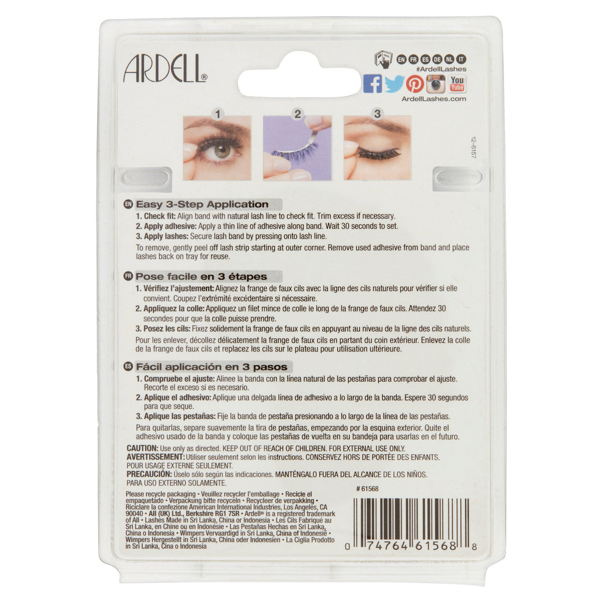 Ardell Eyelashes ~ Glamour Multipack, 4 Pairs, 105, Black