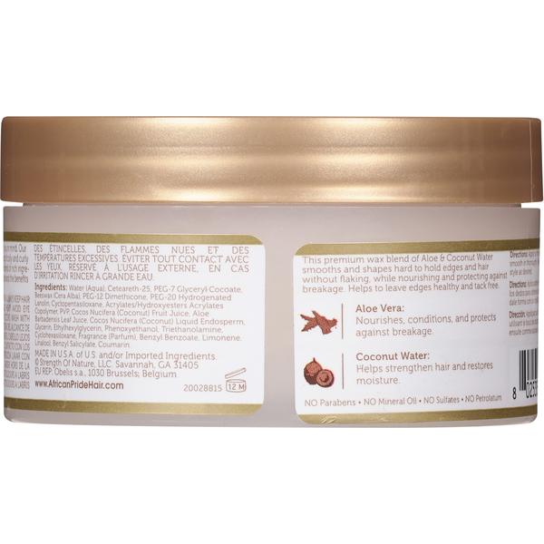 African Pride Edge Styling Wax, Aloe & Coconut Water, Maximum Hold