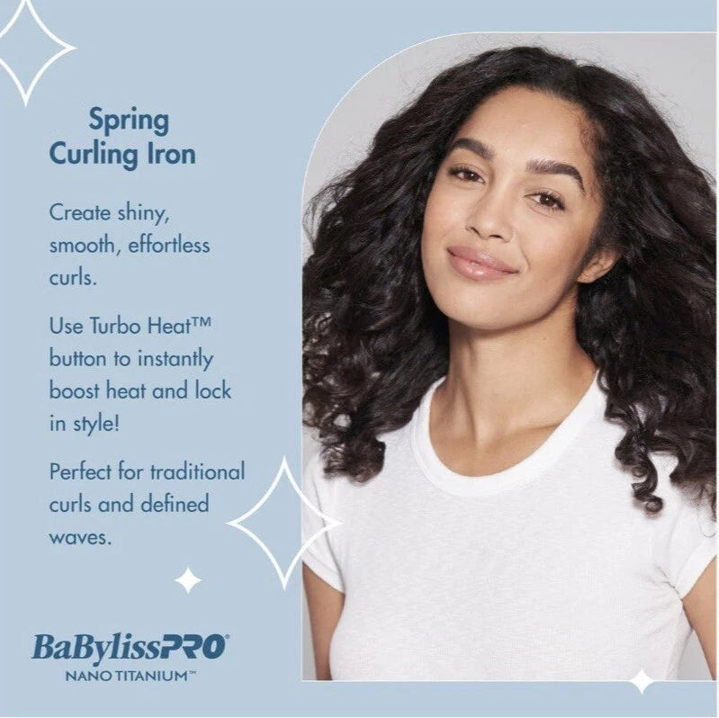 BaBylissPRO Nano Titanium  1 1/4" Spring Curling Iron